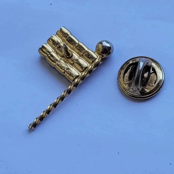 Ballou Reg'd US Jewelry American Flag USA Gold Tone  Pin Brooch Stones Army Gift - Picture 7 of 8